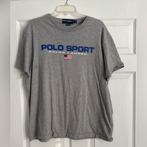 Polo Sport Ralph Lauren Men’s  Classic Fit Cotton Gray American Flag T-Shirt XL